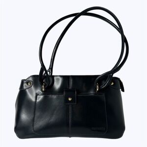 Cromia Navy Blue Leather Shoulder Bag‎ Made in Italy Gold Tone Hardware READ